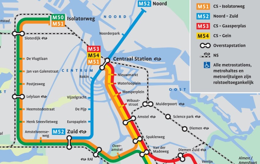 Metro de Ámsterdam: mapa, horarios e información útil